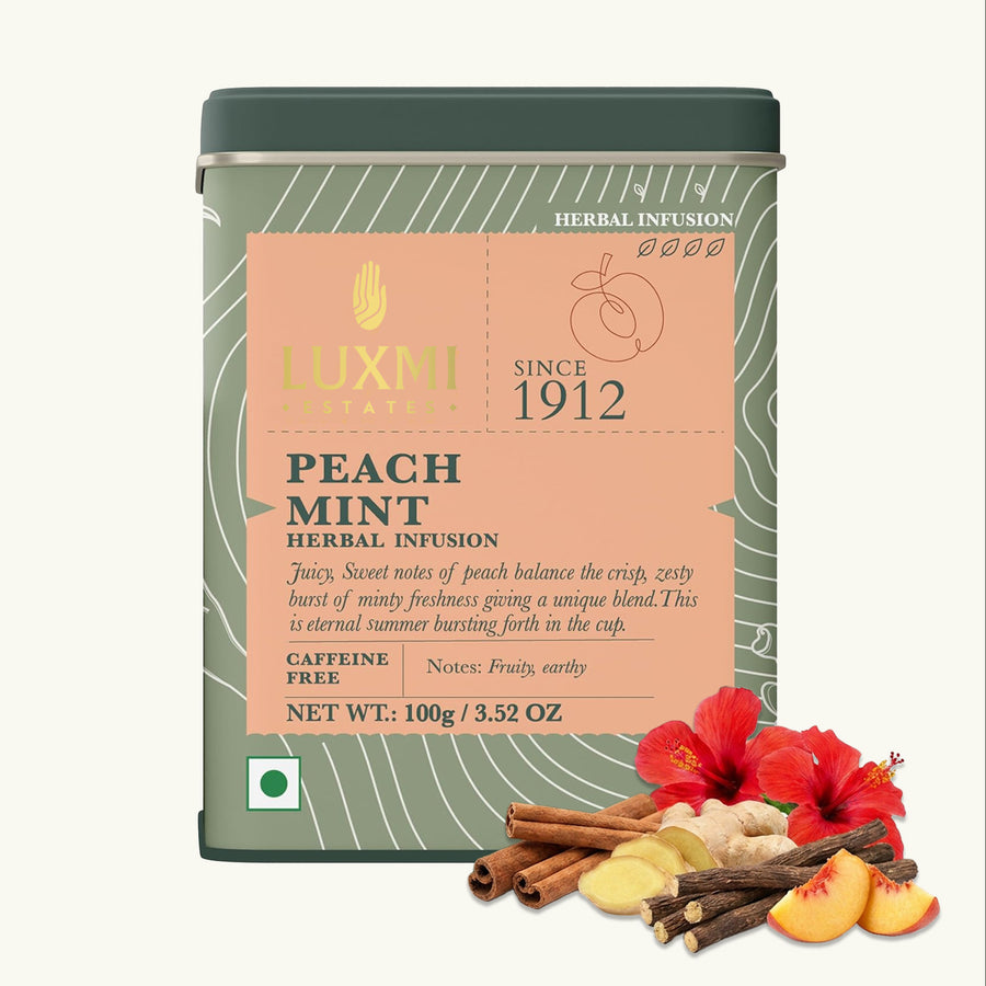 Peach Mint | 100 gm Tin Caddy | Herbal Loose Tea