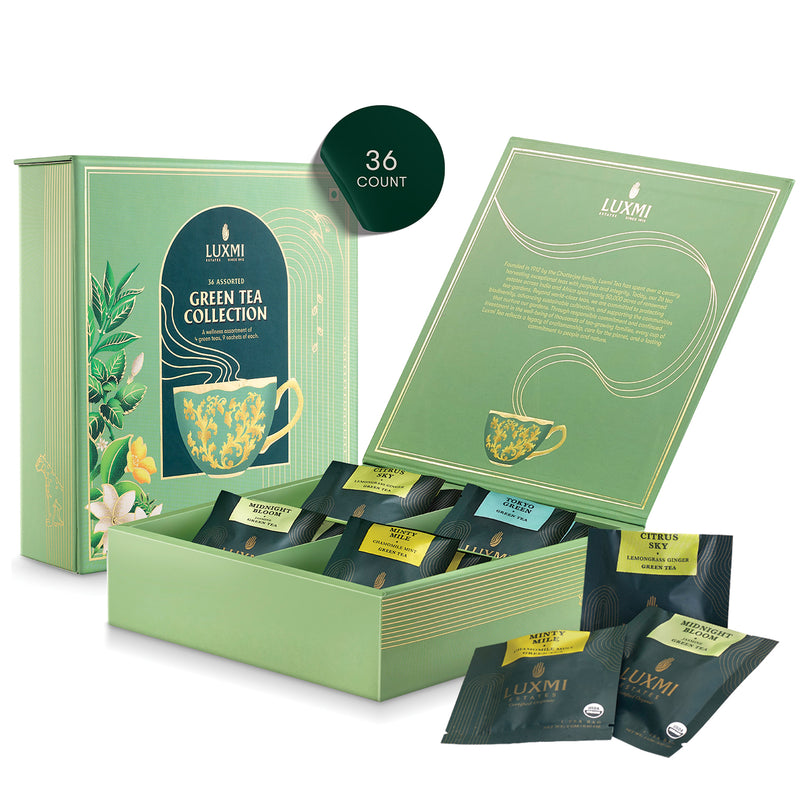 Green Tea Collection | 36 Green Tea Bags- 4 Flavours, 9 Tea Bags Each