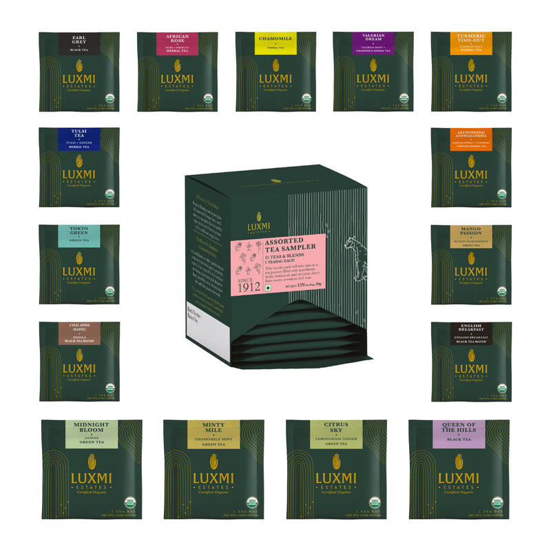 Luxmi Estates Sampler Tea Assortment | 15 TEA BAGS | 15 TB *2g = 30g