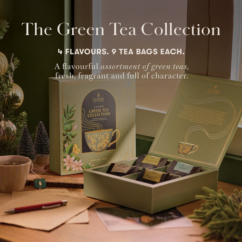 Green Tea Collection | 36 Green Tea Bags- 4 Flavours, 9 Tea Bags Each