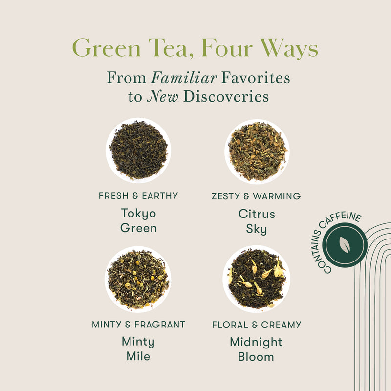 Green Tea Collection | 36 Green Tea Bags- 4 Flavours, 9 Tea Bags Each