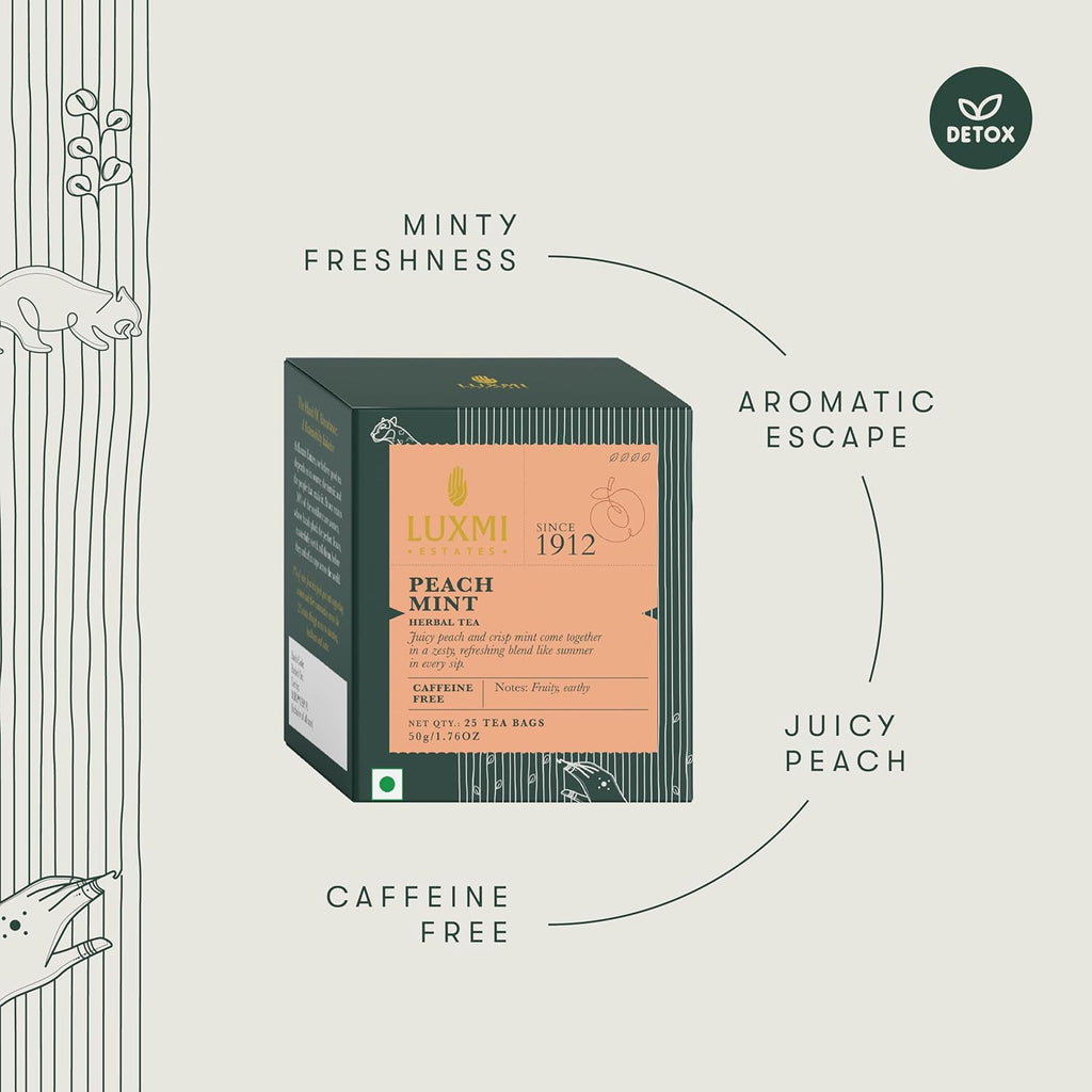 Peach Mint | 25 Herbal Infusion Bags | Organic Herbal Infusion Biodegradable Bags