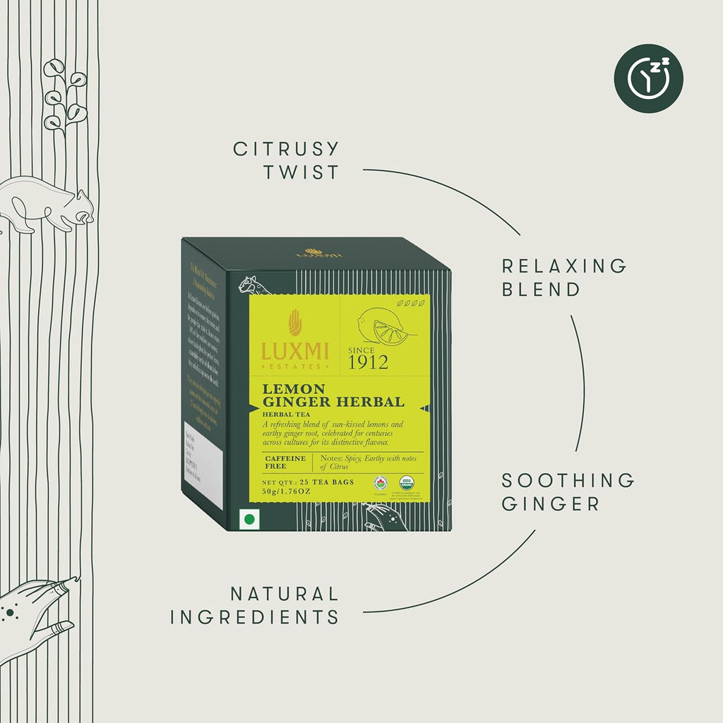 Lemon Ginger Root | 25 Herbal Infusion Bag | Organic Herbal Biodegradable Bags