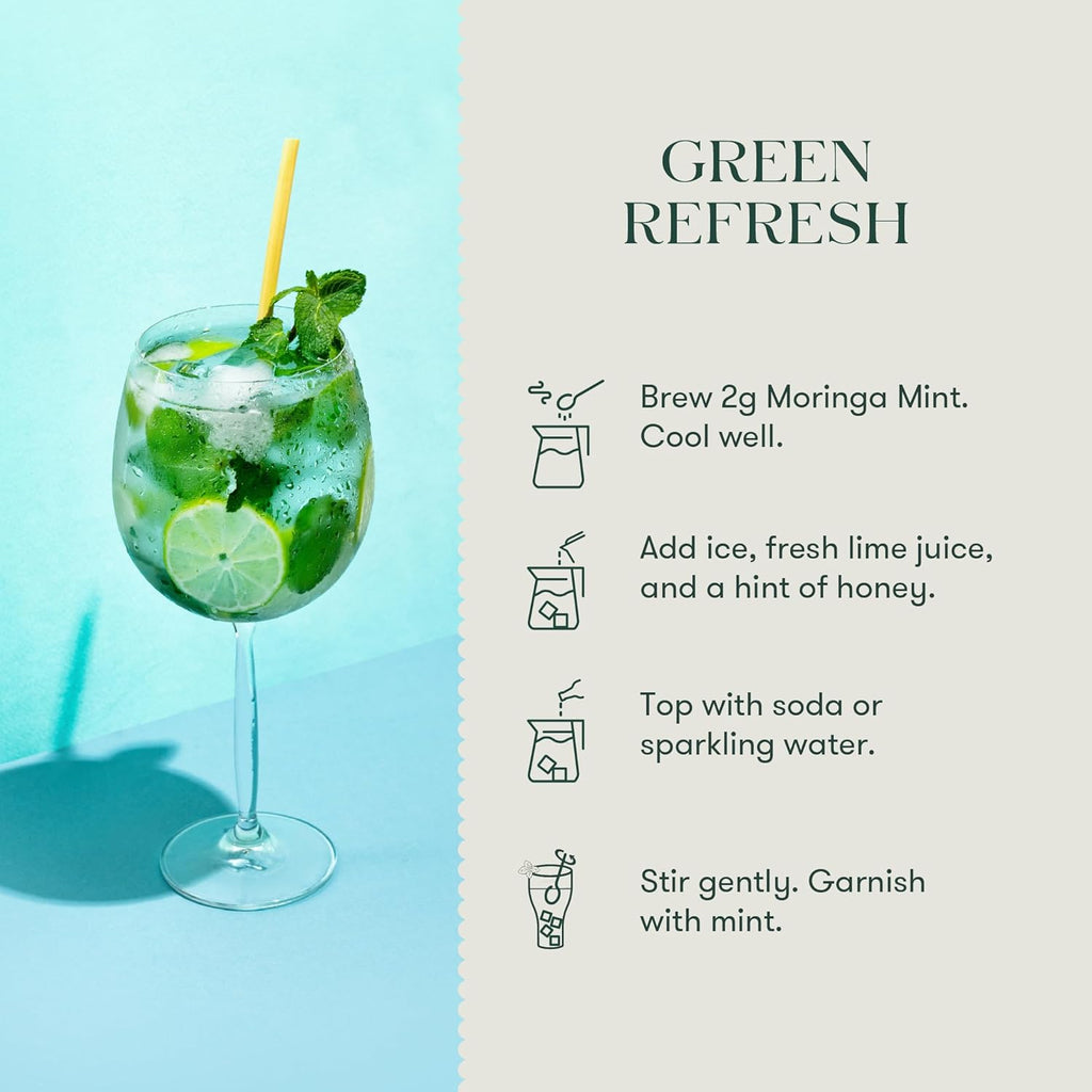 Moringa Mint | 25 Herbal Infusion Bags | Organic Herbal Biodegradable Bags