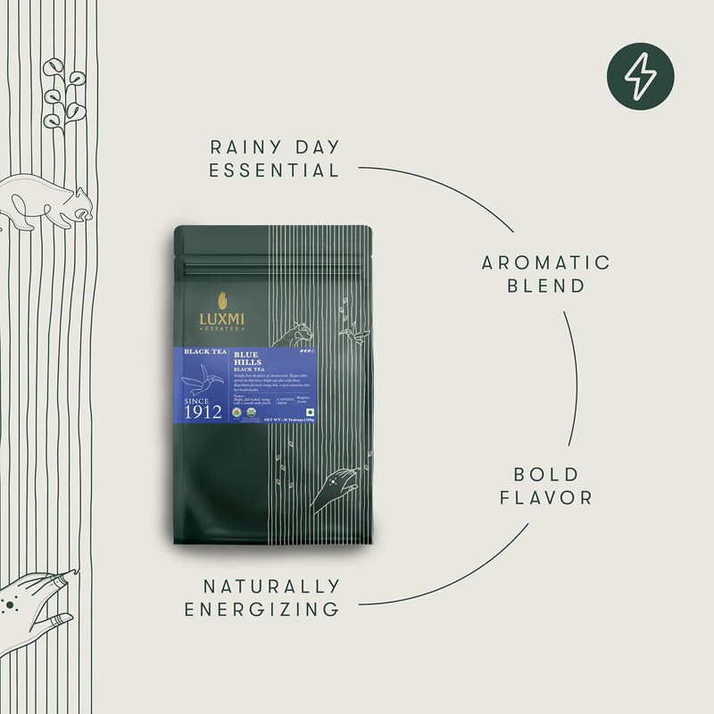 Blue Hills, 50 Tea Bags | Jodhpur Black Organic CTC Tea Blend