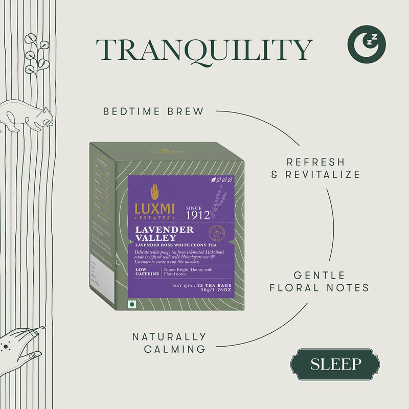 Lavender Valley | White Tea with Lavender | 25 Plant-Based Biodegradable Tea Bags
