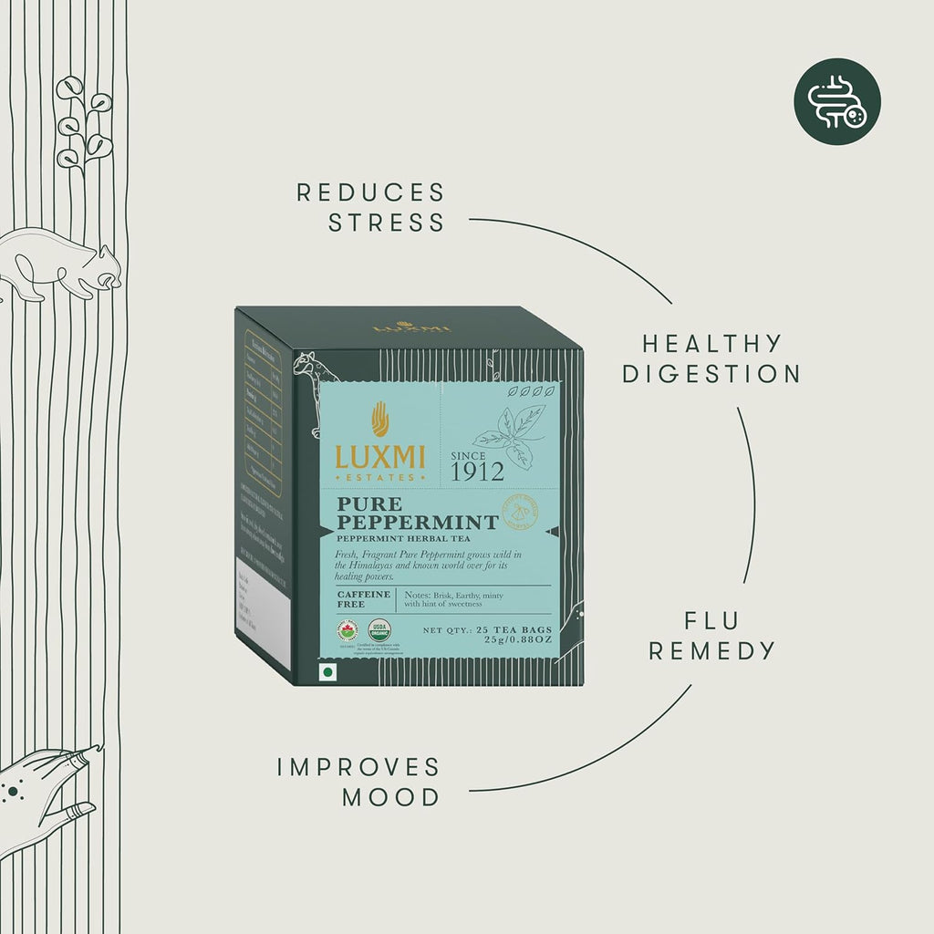 Purely Peppermint | Herbal Infusion | 25 Bags | Organic Herbal Infusion Biodegradable Bags