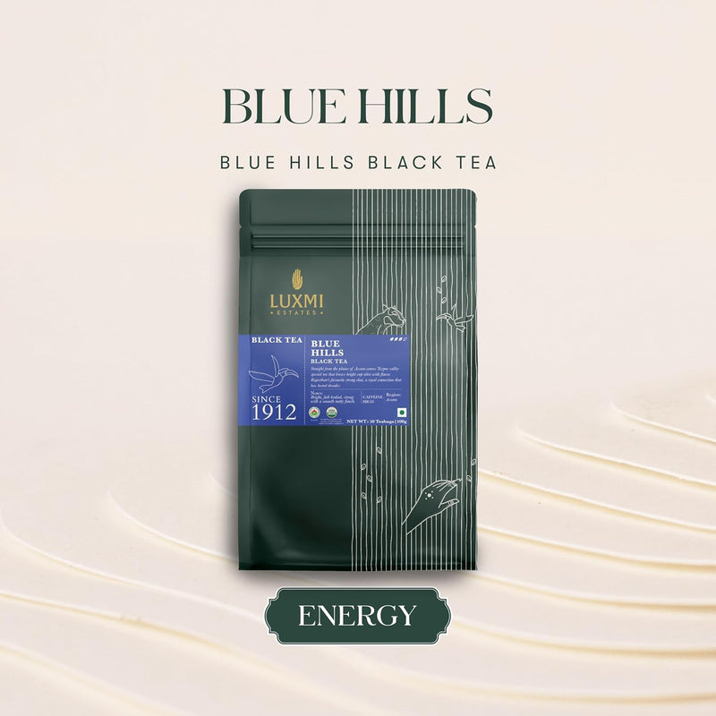 Blue Hills, 50 Tea Bags | Jodhpur Black Organic CTC Tea Blend