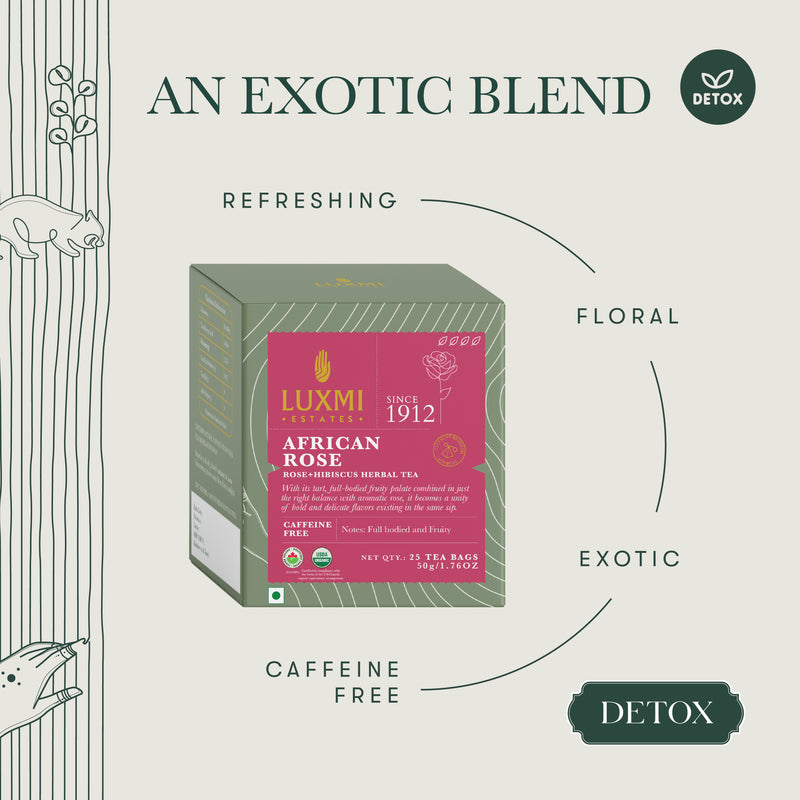 African Rose | Detox Herbal Infusion | 25 Bags | Organic Herbal Infusion Biodegradable Bags