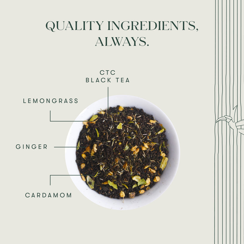 Bombay Cutting Chai | 100 gm | LUXMI Signature Tea | Assam CTC, Lemon Grass, Ginger, Cardamom