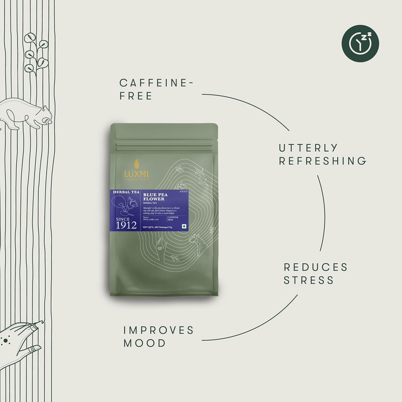 Blue Pea Flower Organic Herbal Tea Bags - Caffeine Free