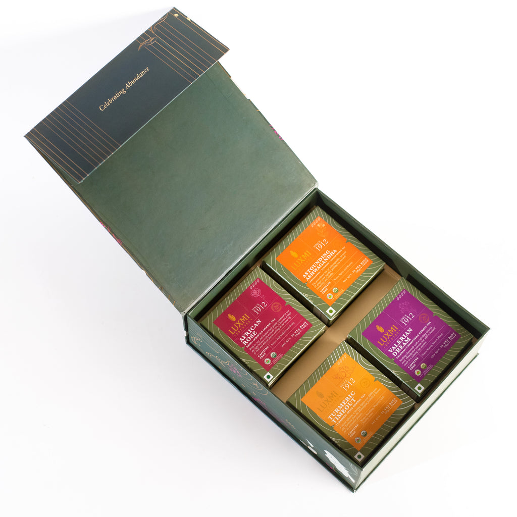 Organic Assorted Variety Herbal Tea Gift Set | 4 Herbal Teas, 25 X 4 Teabags (2gms Each) | All Day Wellness Gift Box