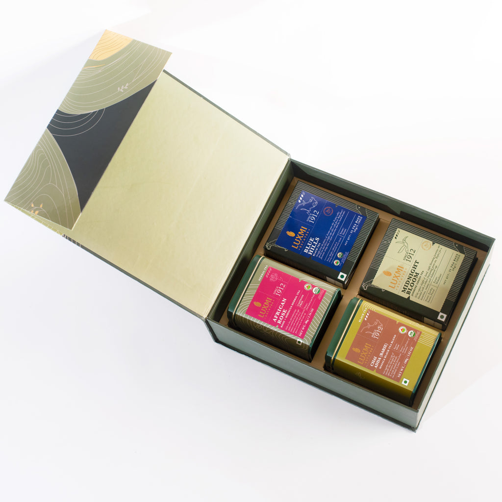 Organic Assorted Classic Collection Tea Gift Box | 1 Herbal Tea, 1 Green Tea, 2 Black Tea