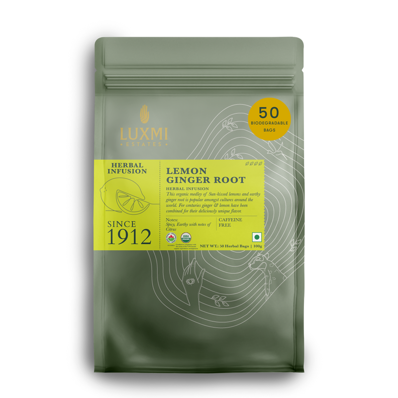 Lemon Ginger Root | 50 Tea Bags | Organic Herbal Bio Mesh Tea Bags