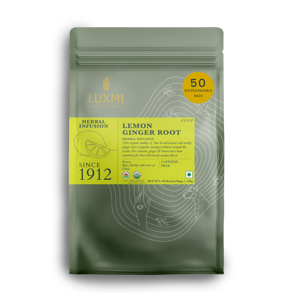Lemon Ginger Root | 50 Tea Bags | Organic Herbal Bio Mesh Tea Bags