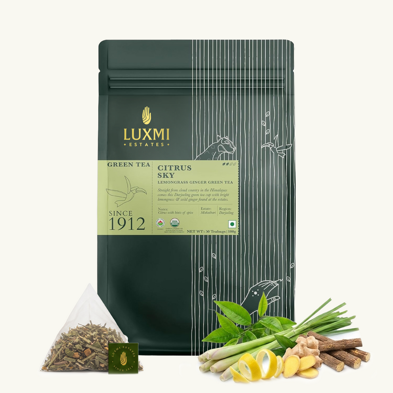 Lemongrass Ginger Green Tea | 50 Tea Bags | Organic Green Tea