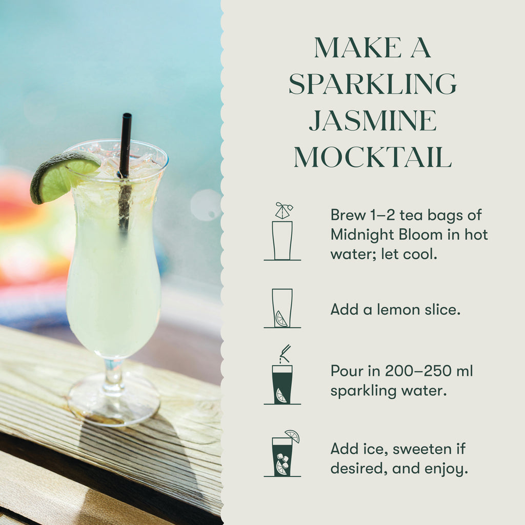 Midnight Bloom Jasmine Green Tea | 25 Biodegradable Tea Bags | Organic Green Tea