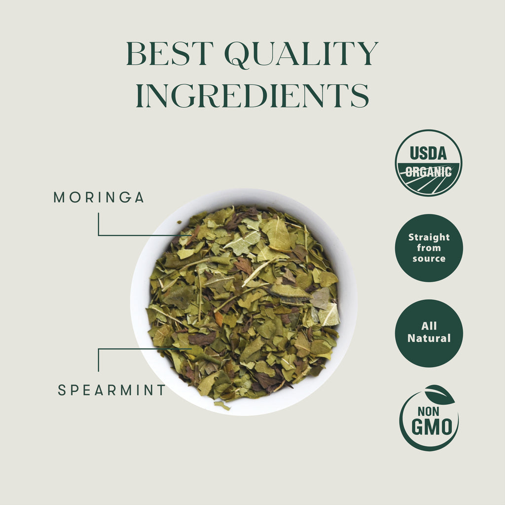 Moringa Mint | 25 Herbal Infusion Bags | Organic Herbal Biodegradable Bags