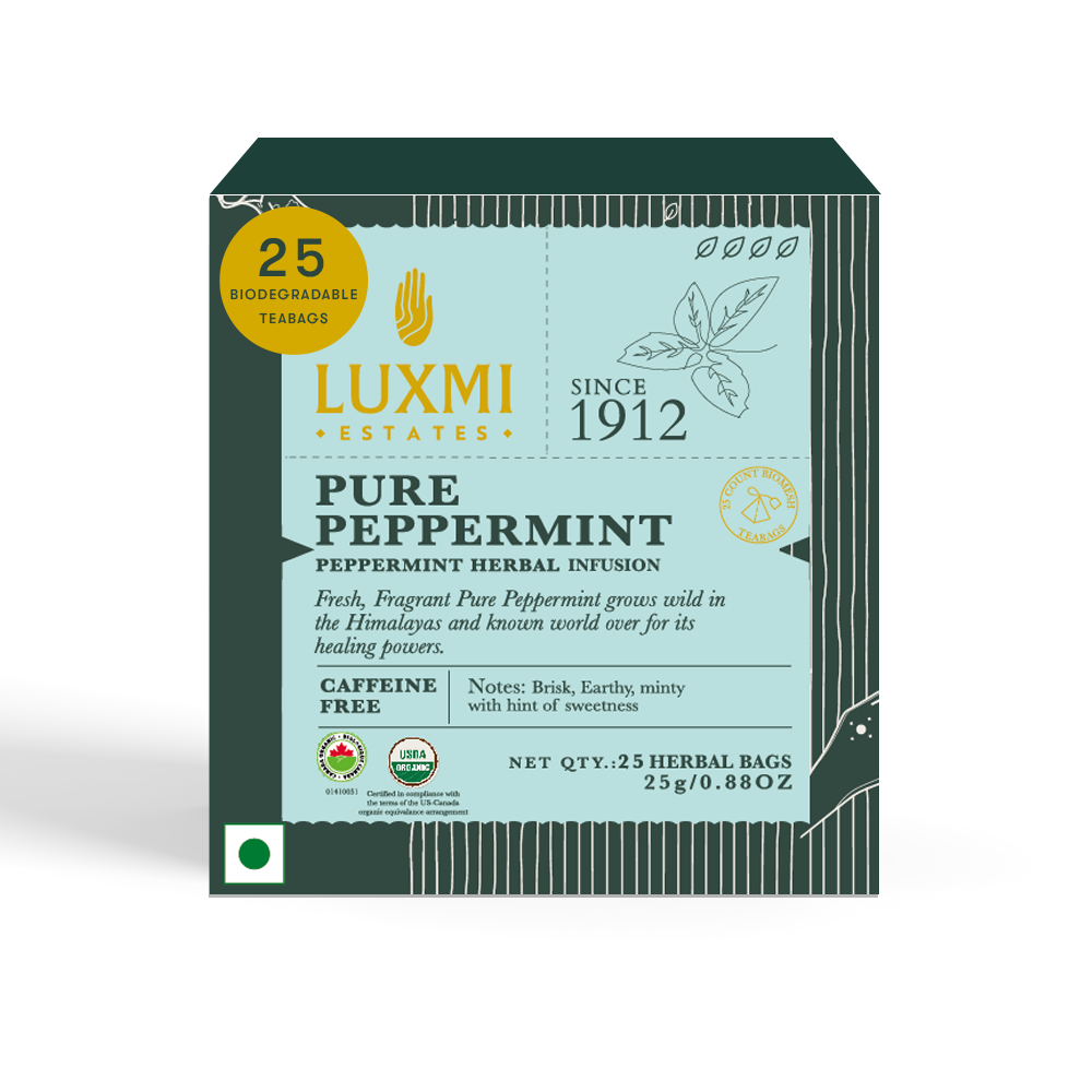 Purely Peppermint | Herbal Infusion | 25 Bags | Organic Herbal Infusion Biodegradable Bags