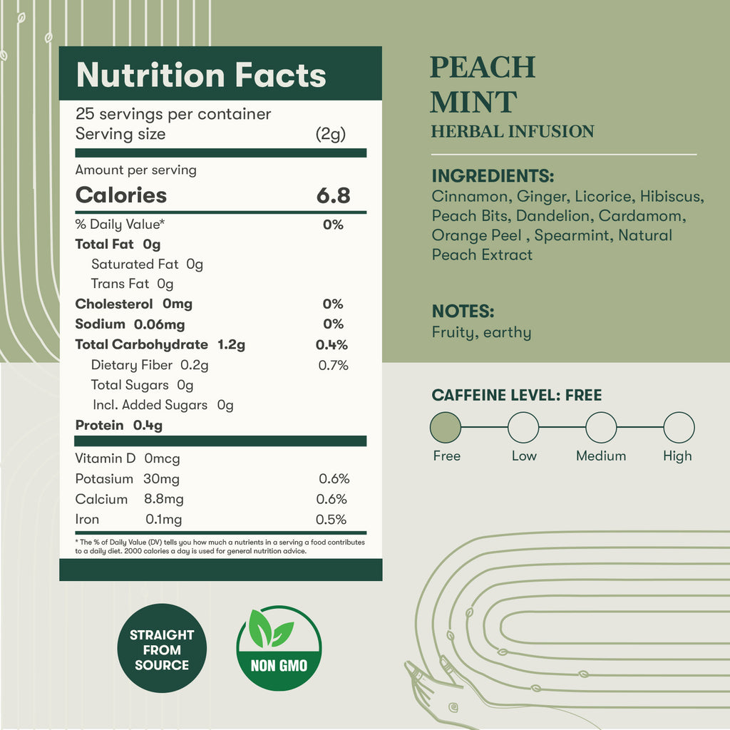 Peach Mint | 25 Herbal Infusion Bags | Herbal Infusion Biodegradable Bags