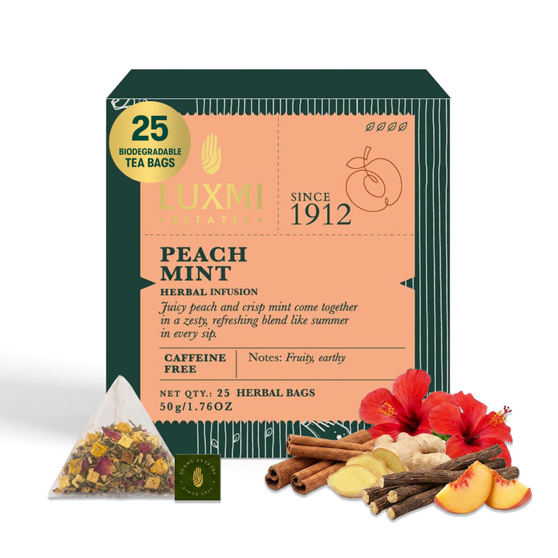 Peach Mint | 25 Herbal Infusion Bags | Herbal Infusion Biodegradable Bags