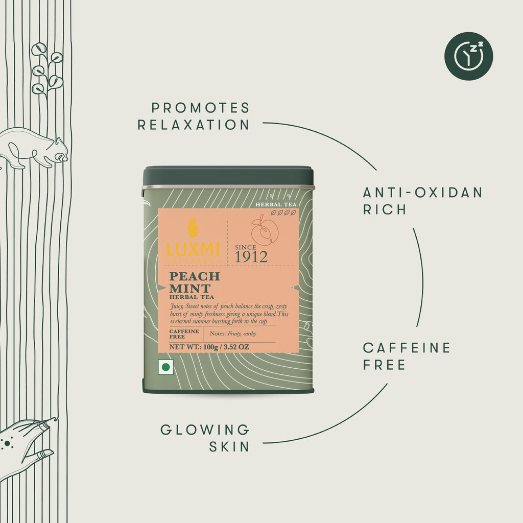 Peach Mint Herbal Loose Caffeine free Tea
