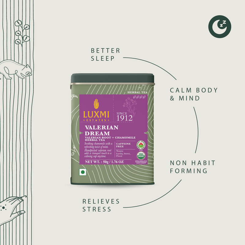Valerian Dream | Organic Sleep Herbal Infusion | Tin Caddy | 50gm