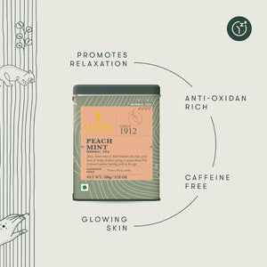 Peach Mint | 100 gm Tin Caddy | Herbal Loose Tea