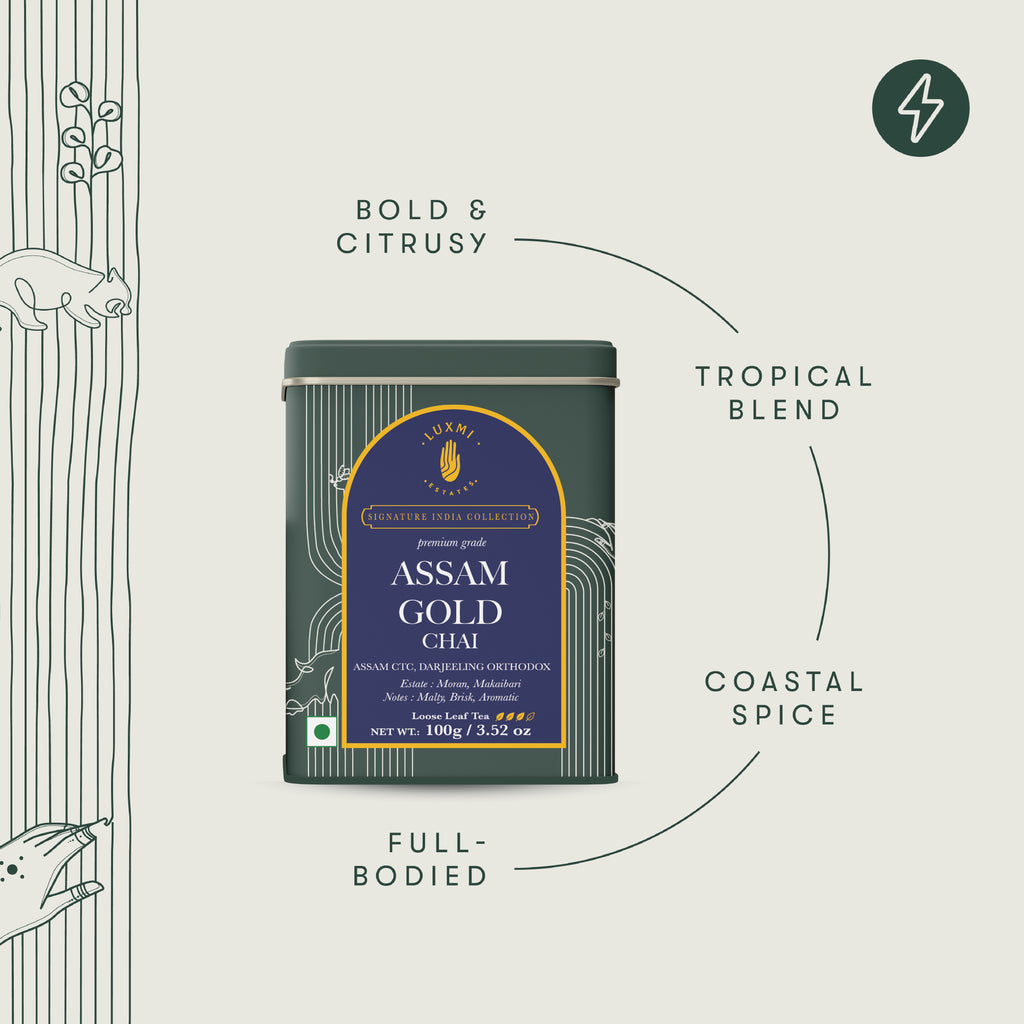 Assam Gold Chai | 100 gm | Luxmi Signature Tea | Assam CTC, Darjeeling Orthodox