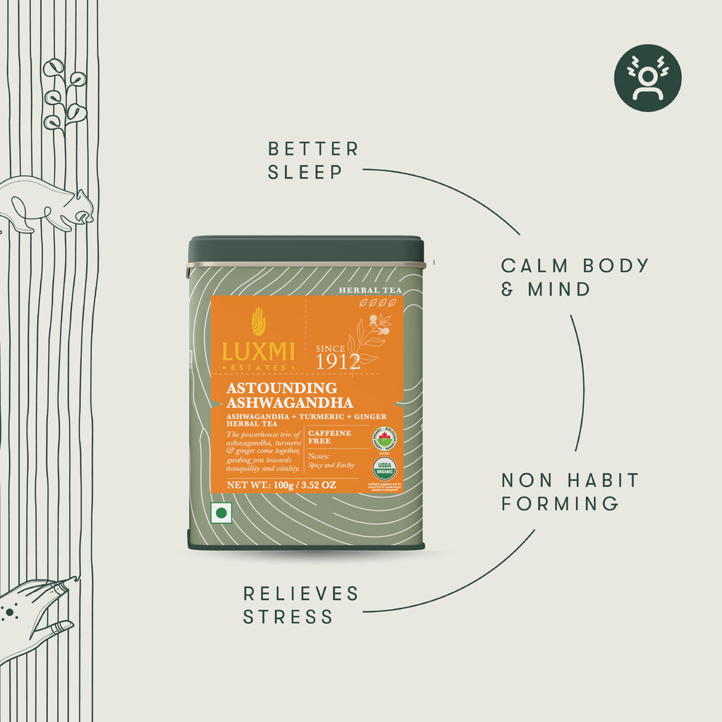 Astounding Ashwagandha | Tin Caddy | 100gm | Organic Herbal Loose Tea
