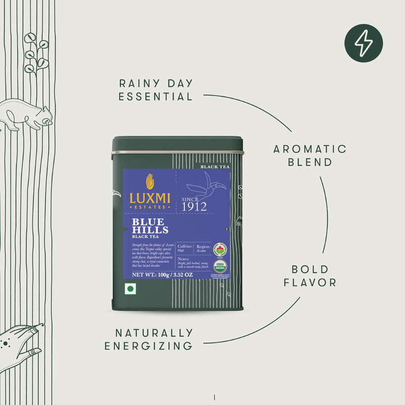 Blue Hills, 100gm | Jodhpur Black Organic CTC Tea Blend
