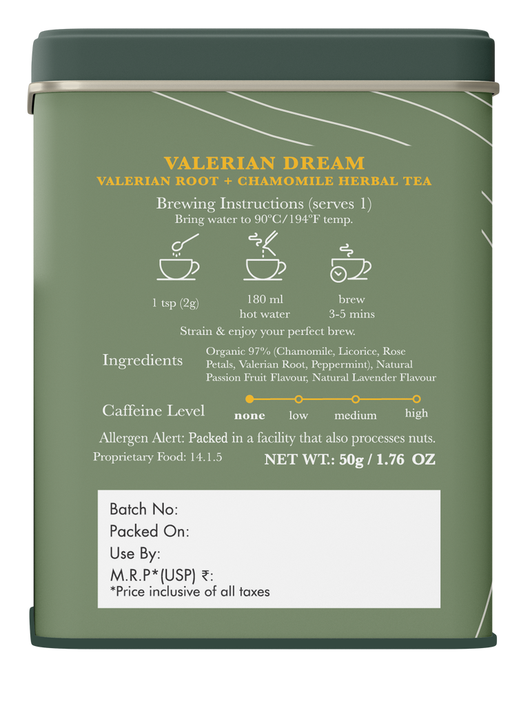 Valerian Dream | Sleep Tea | Tin Caddy | 50gm | Organic Herbal Loose Tea