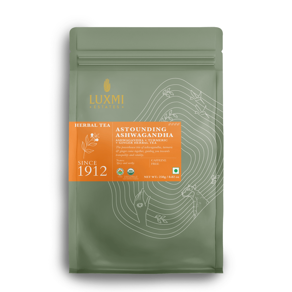Ashwagandha Turmeric Herbal Tea | 250 Gms Loose | Organic Herbal Tea - Luxmi Estates