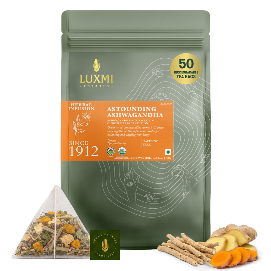 Ashwagandha Turmeric | 50 Herbal Infusion Bags | Organic Herbal Biodegradable Bags