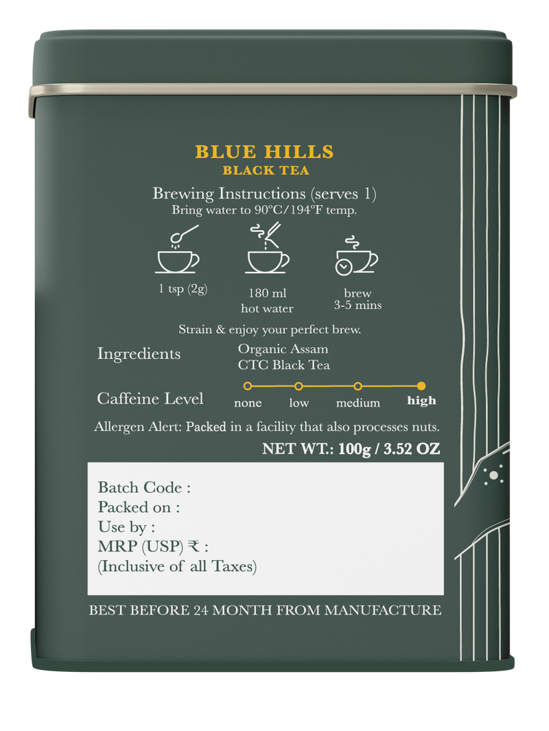 Blue Hills, 100gm | Jodhpur Black Organic CTC Tea Blend