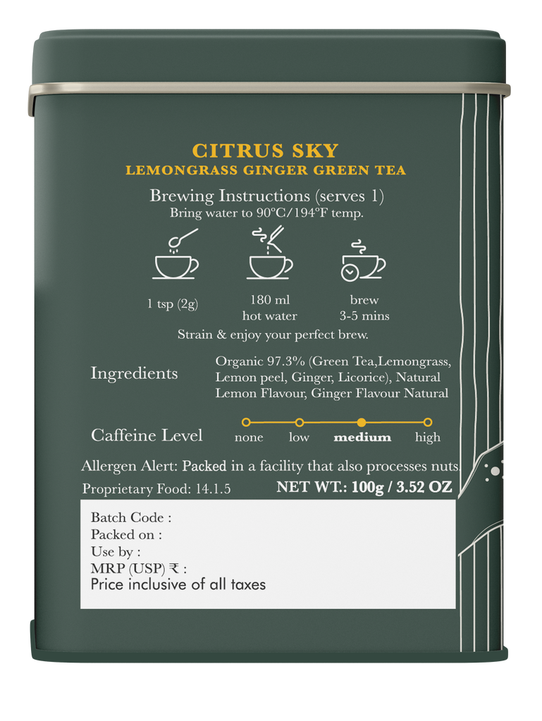 Lemongrass Ginger Green Tea | 100gm | Organic Green Tea