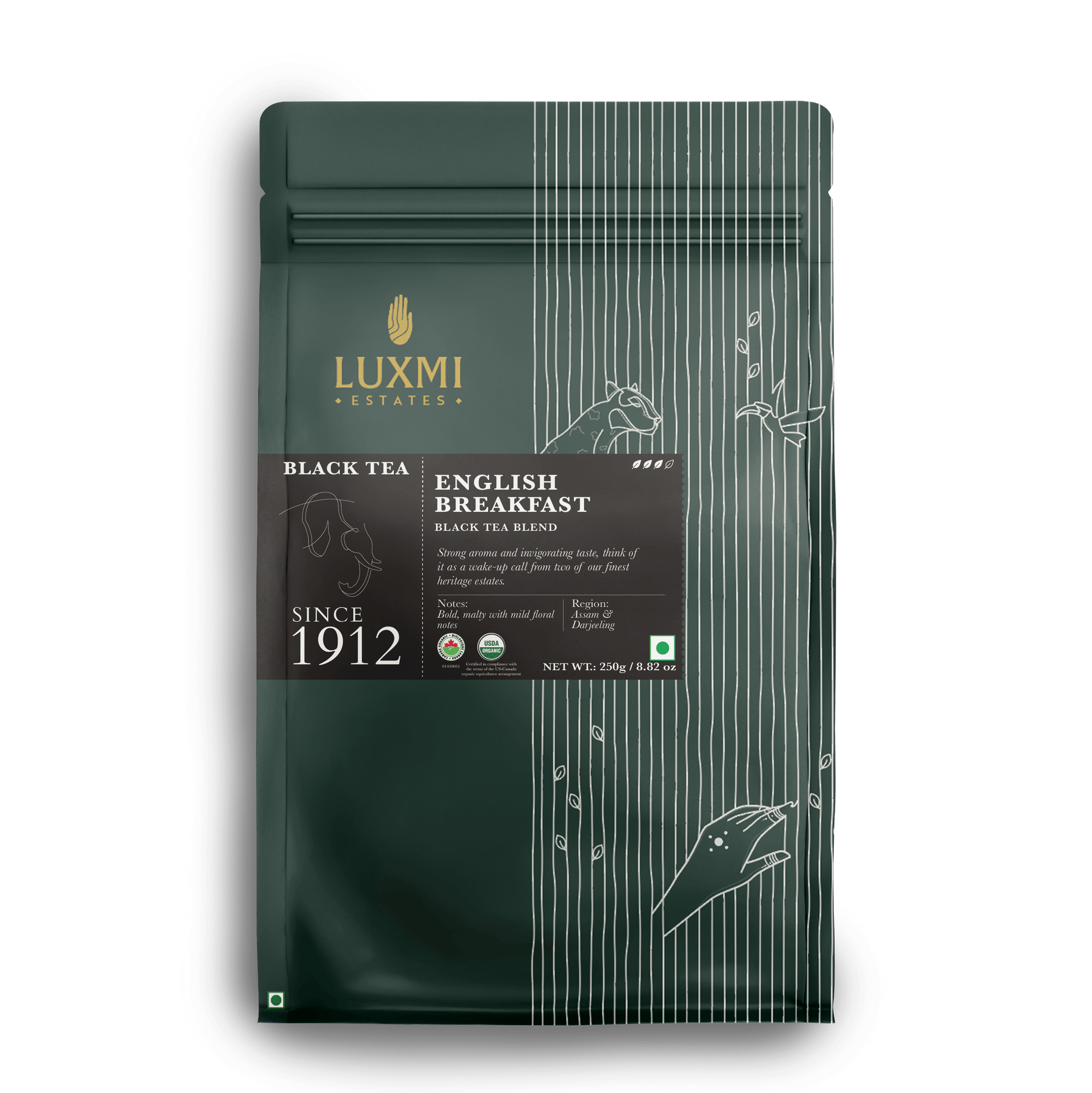 English Breakfast | A Tale of Two Estates | 250 Gm Loose Tea | Organic Black Tea - Luxmi Estates