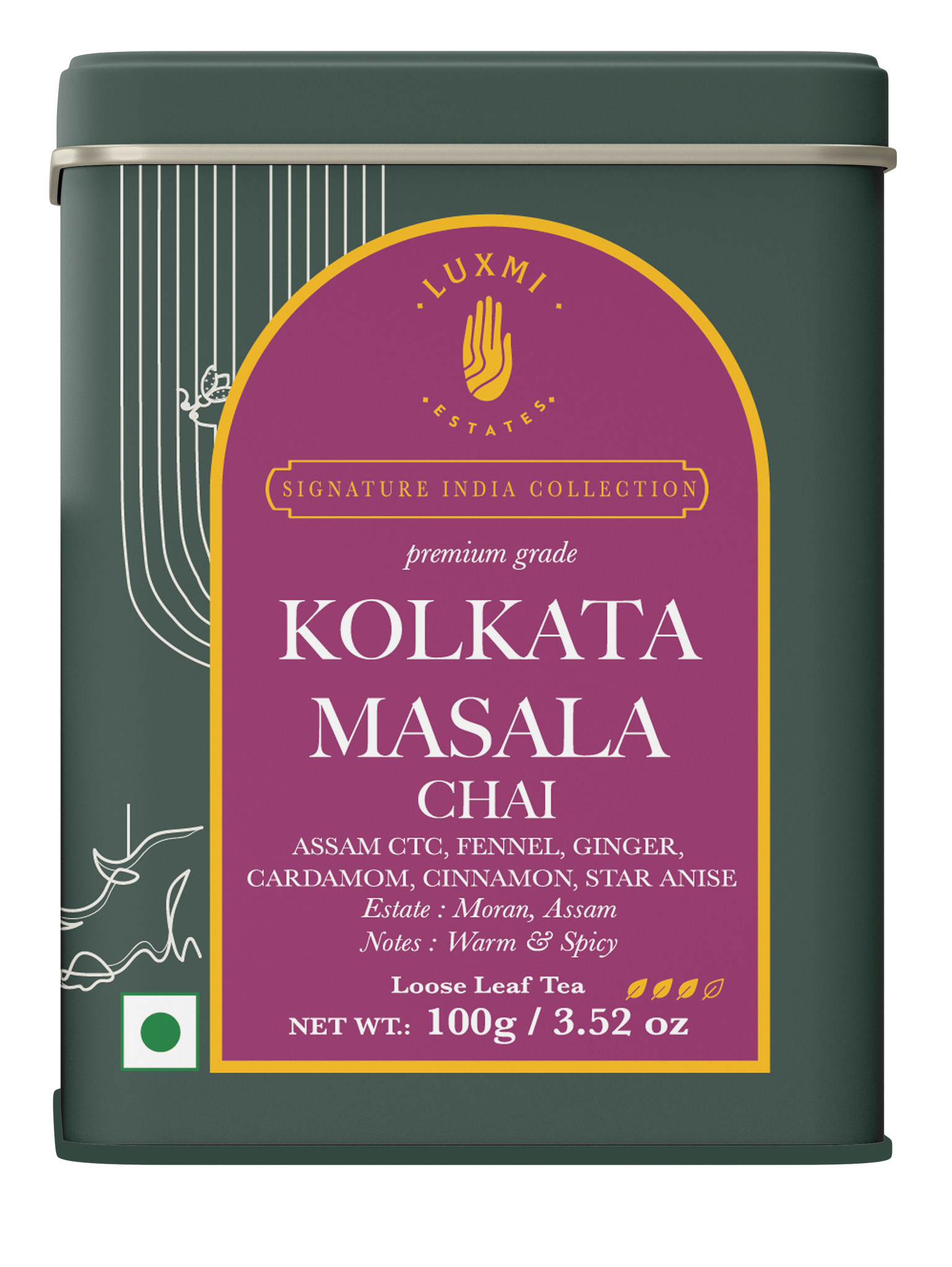 Kolkata Masala Chai | 100 gm | Luxmi Signature Tea | Assam CTC, Fennel, Ginger, Cardamom, Cinnamon, Star Anise
