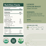 Lemon Ginger Root | 25 Herbal Infusion Bag | Organic Herbal Biodegradable Bags