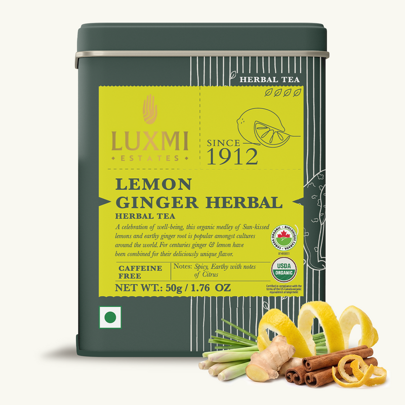 Lemon Ginger Root | 50gm | Organic Herbal Infusion | Tin Caddy