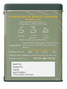 Lemon Balm Honey Ginger | 50 gm | Organic Herbal Tea