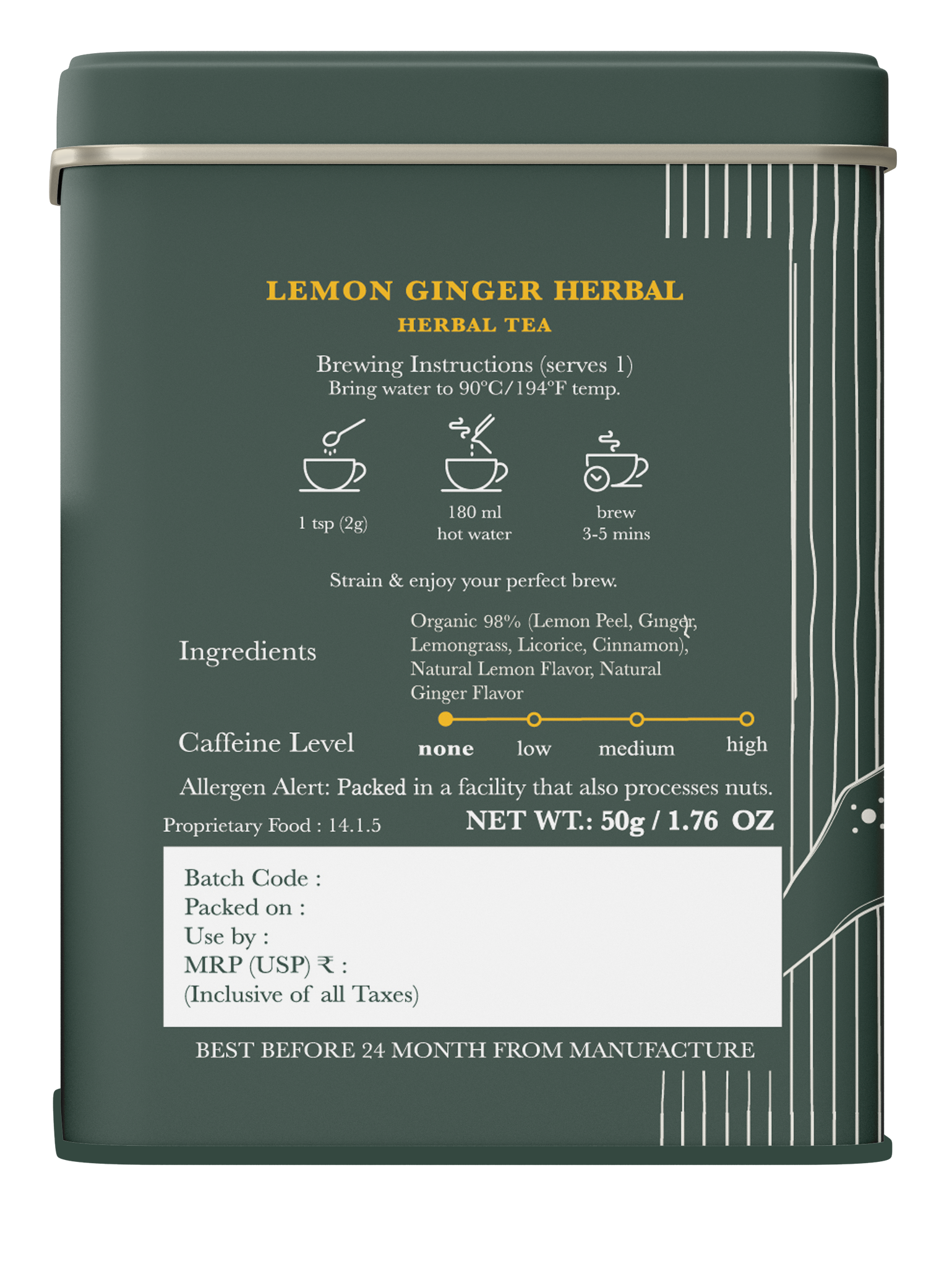 Lemon Ginger Root | 50gm | Organic Herbal Tea