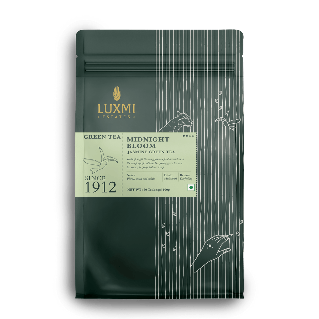 Midnight Bloom Jasmine Green Tea | 50 Tea Bags | Organic Green Tea - Luxmi Estates