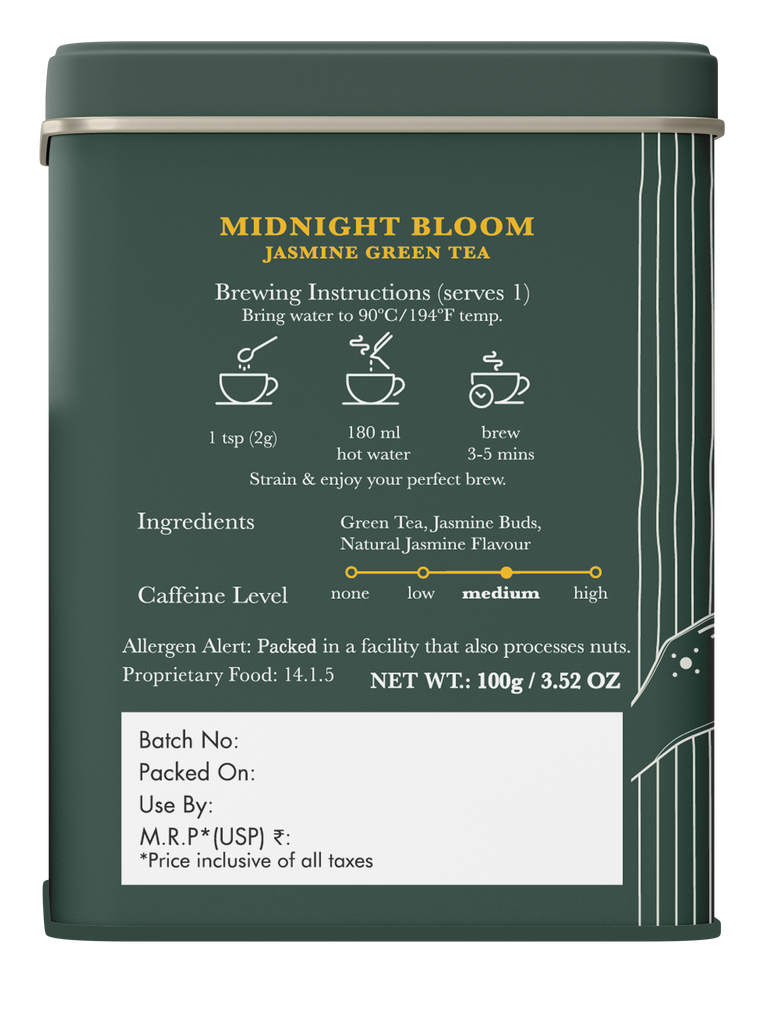 Midnight Bloom Jasmine Green Tea | 100gm Loose Leaf | Organic Green Tea