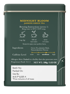 Midnight Bloom Jasmine Green Tea | 100gm Loose Leaf | Organic Green Tea