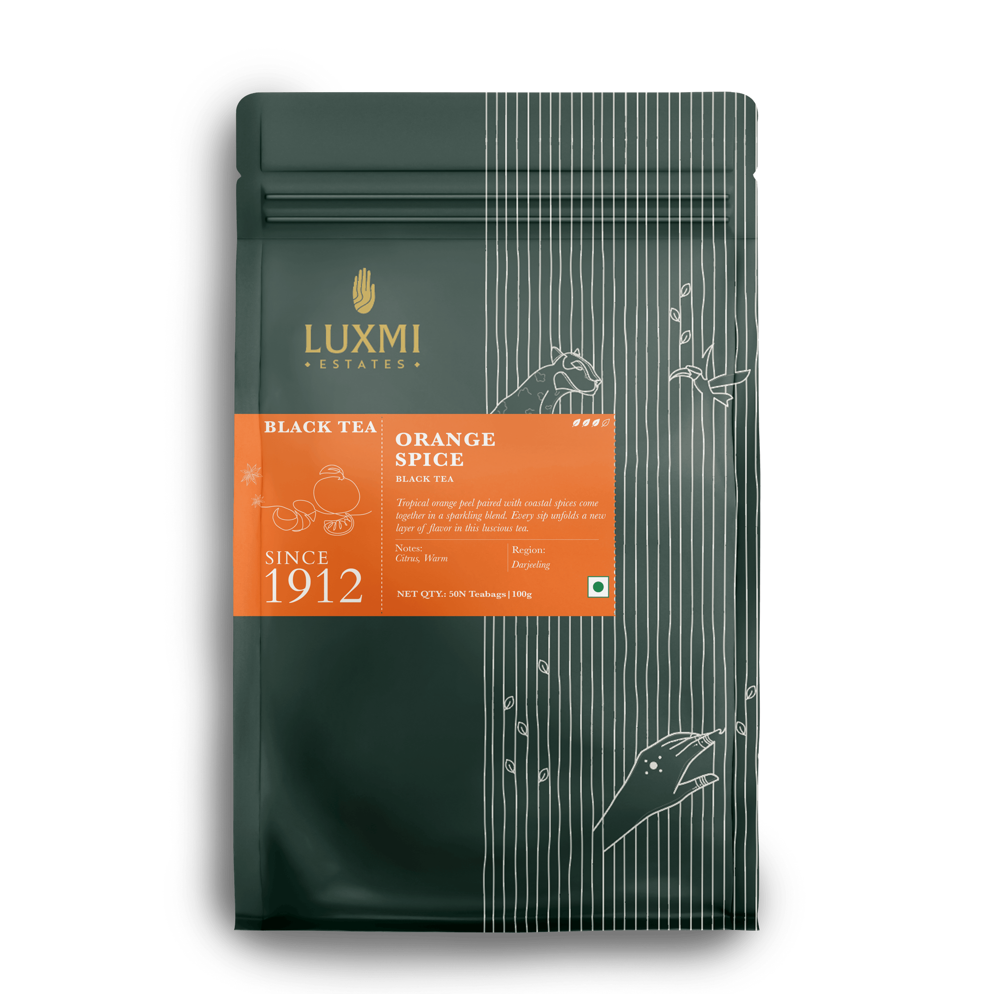 Orange Spice | 50 Tea Bags | Organic Black Tea - Luxmi Estates