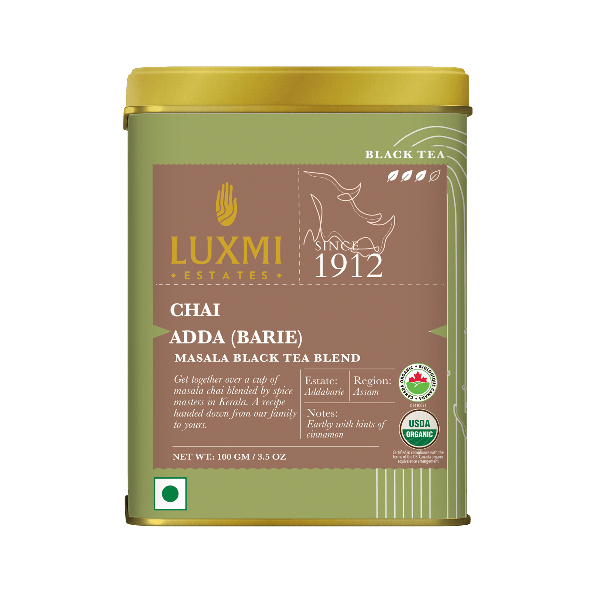 Organic Chai Adda-Barie | 100gm | Organic Masala Chai - Luxmi Estates