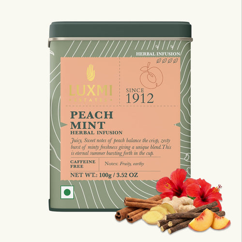 Peach Mint | 100 gm Tin Caddy | Herbal Loose Tea