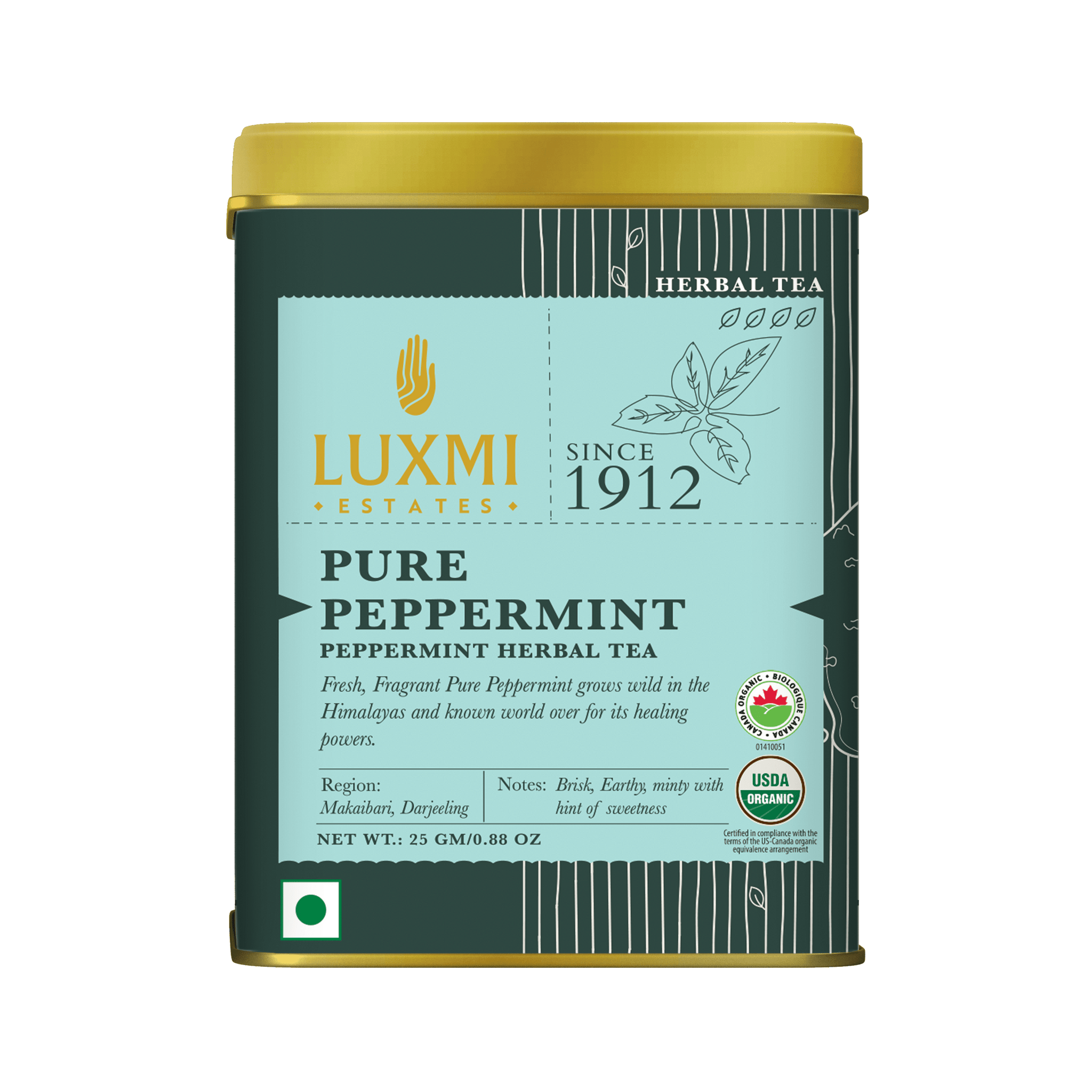 Purely Peppermint | 25gm | Organic Herbal Tea - Luxmi Estates