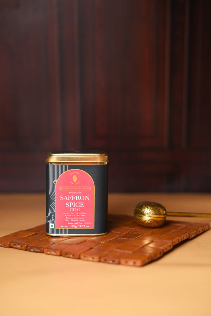 Saffron Spice Chai | 100 gm | Luxmi Signature Tea | Assam CTC, Cardamom, Saffron, Cinnamon - Luxmi Estates